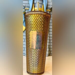 Disney 50 year magic kingdom anniversary gold Starbucks tumbler cup! Brand new